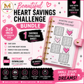 Beautiful Heart Savings Challenge | A6 Binder Insert | Save 300 Dollars Challenge | Printable PDF | Cash Stuffing Tracker