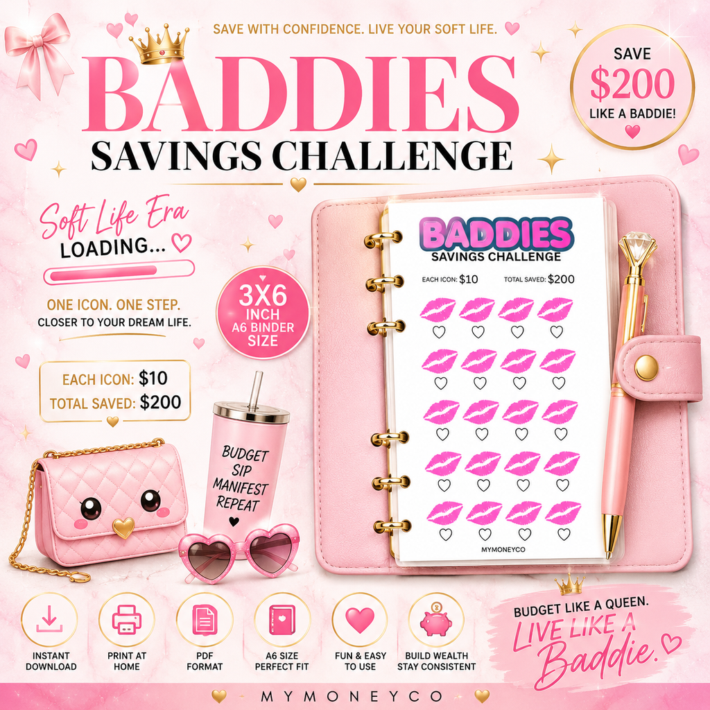 Baddies Savings Challenge PDF Digital Download A6 Format