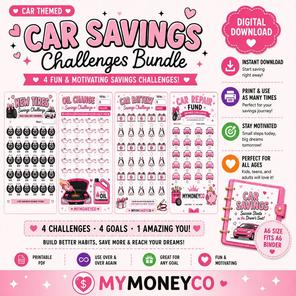 Pink Car Savings Challenge Bundle