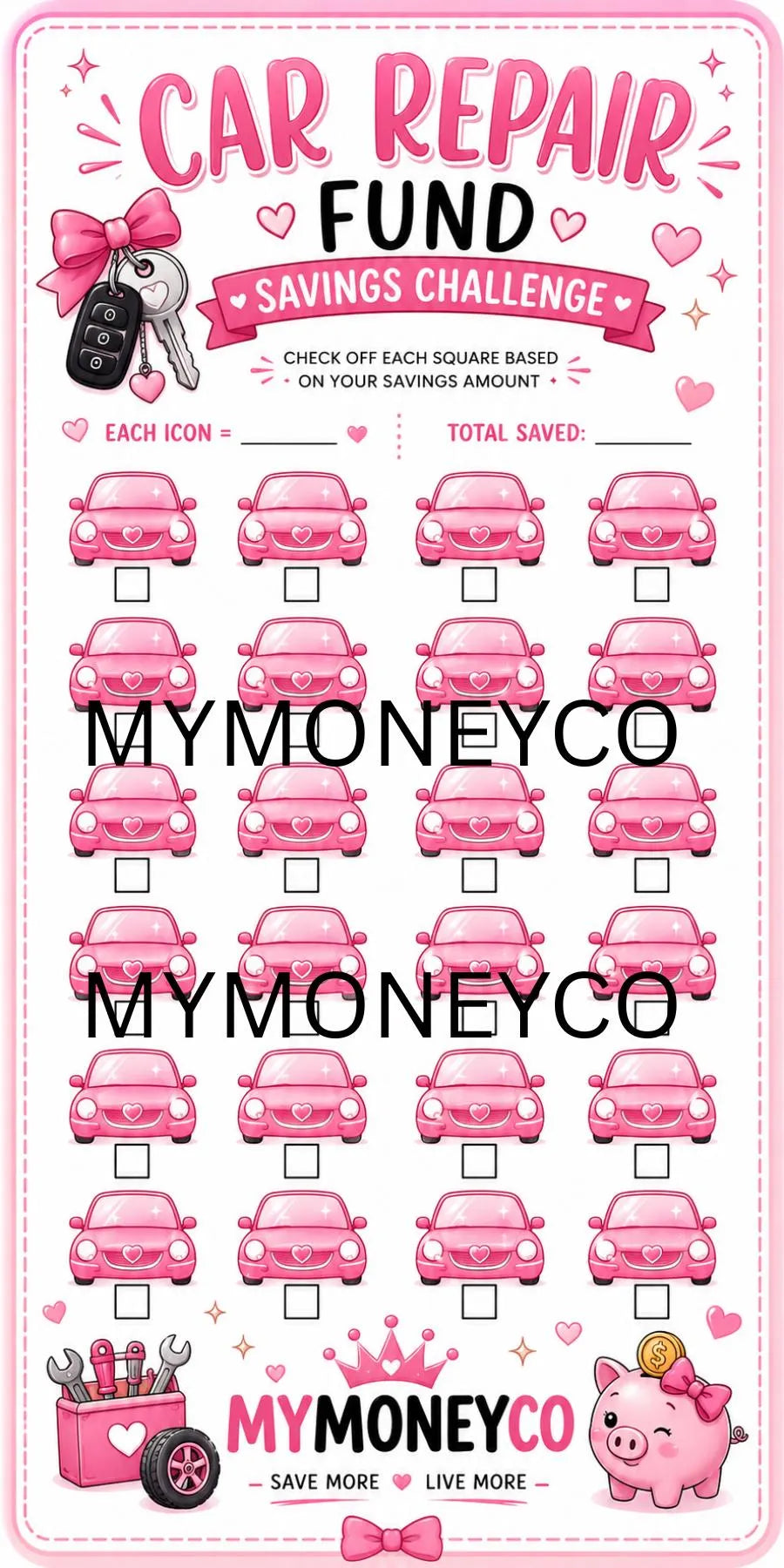 Pink Car Savings Challenge Bundle