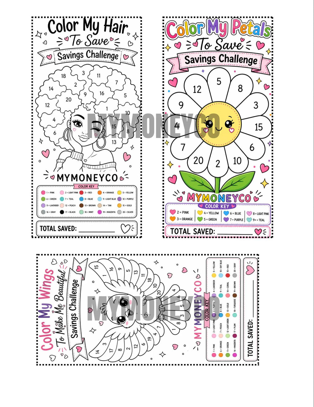 Color My Hair Savings Challenge Printable | Coloring Challenge | A6 and Full Sheet Cash Stuffing Tracker |  Instant Download PDF