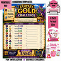 Fantasy Gold Savings Challenge Printable |  Budget Tracker (PDF Download) Full Sheet