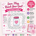 Save Play Hearts Savings Challenge Printable |  Budget Tracker (PDF Download) Full Sheet