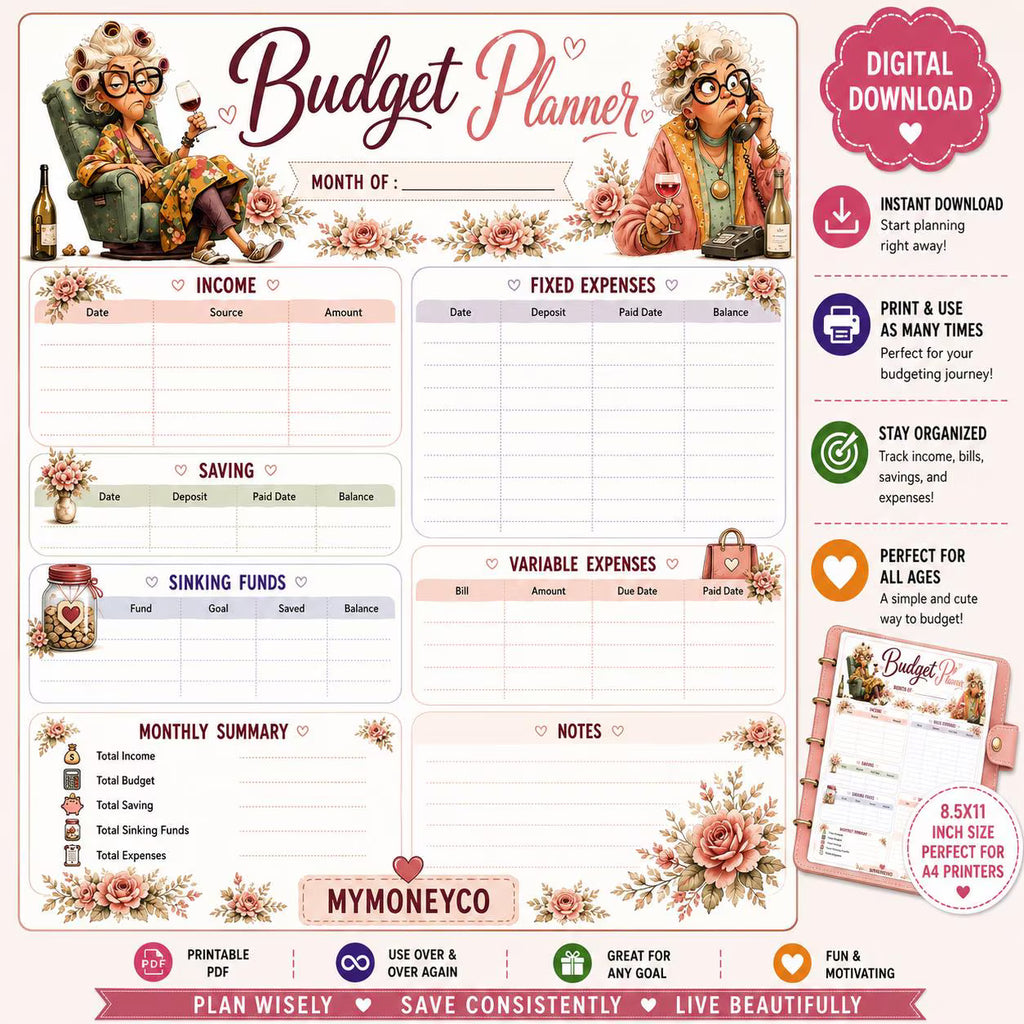 Sassy Granny Budget Planner Sheet | Cash Stuffing, Budget Tracker (PDF Download)