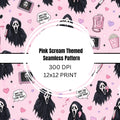 Pink Scream Seamless Pattern PNG and PDF | 12x12 Digital Paper | Cute Scary Background | Instant Download