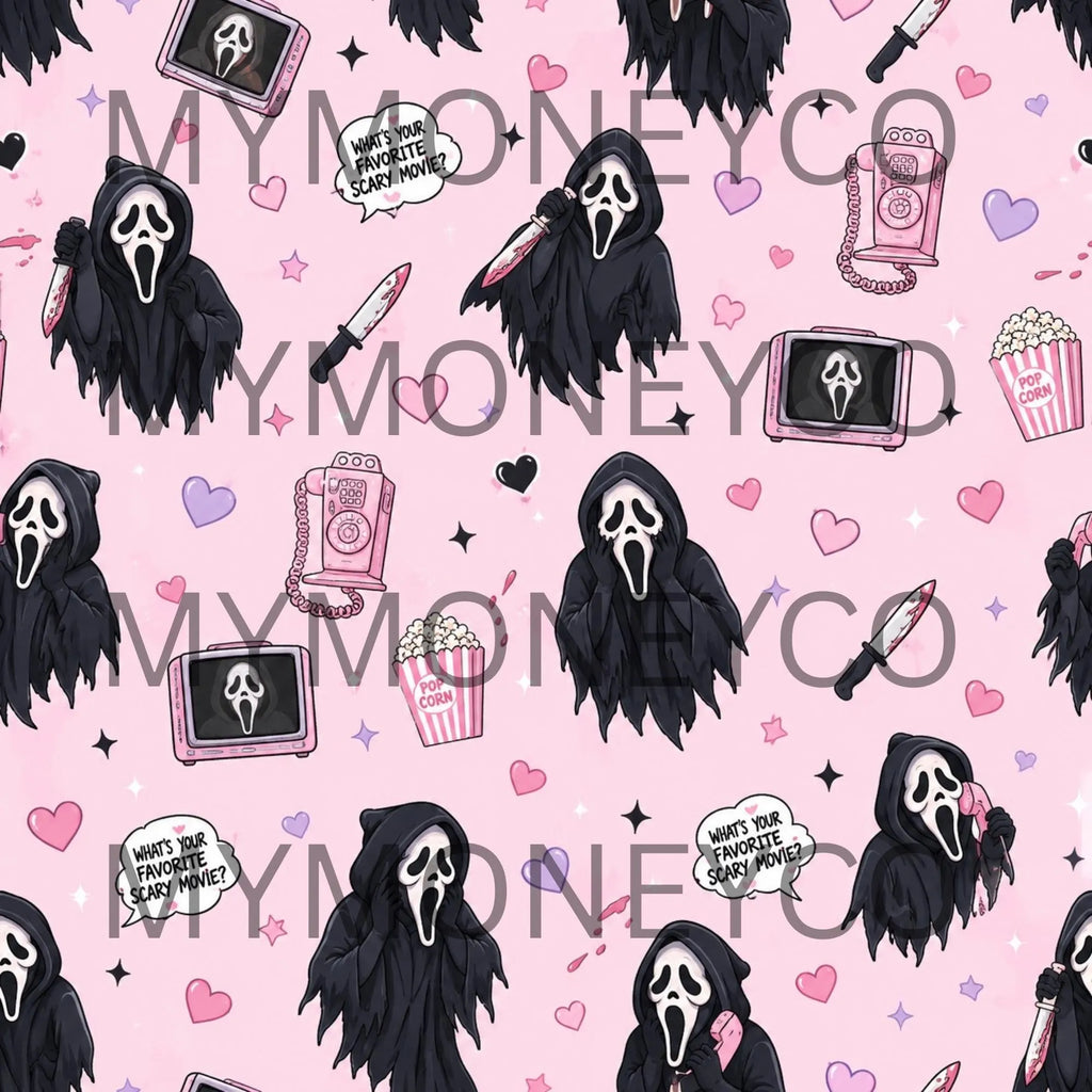 Pink Scream Seamless Pattern PNG and PDF | 12x12 Digital Paper | Cute Scary Background | Instant Download