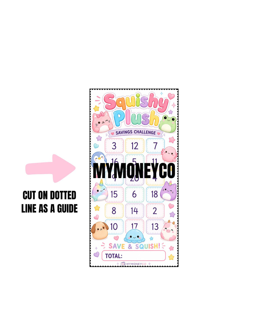 Squishy Savings Challenge PDF Digital Download A6 Format