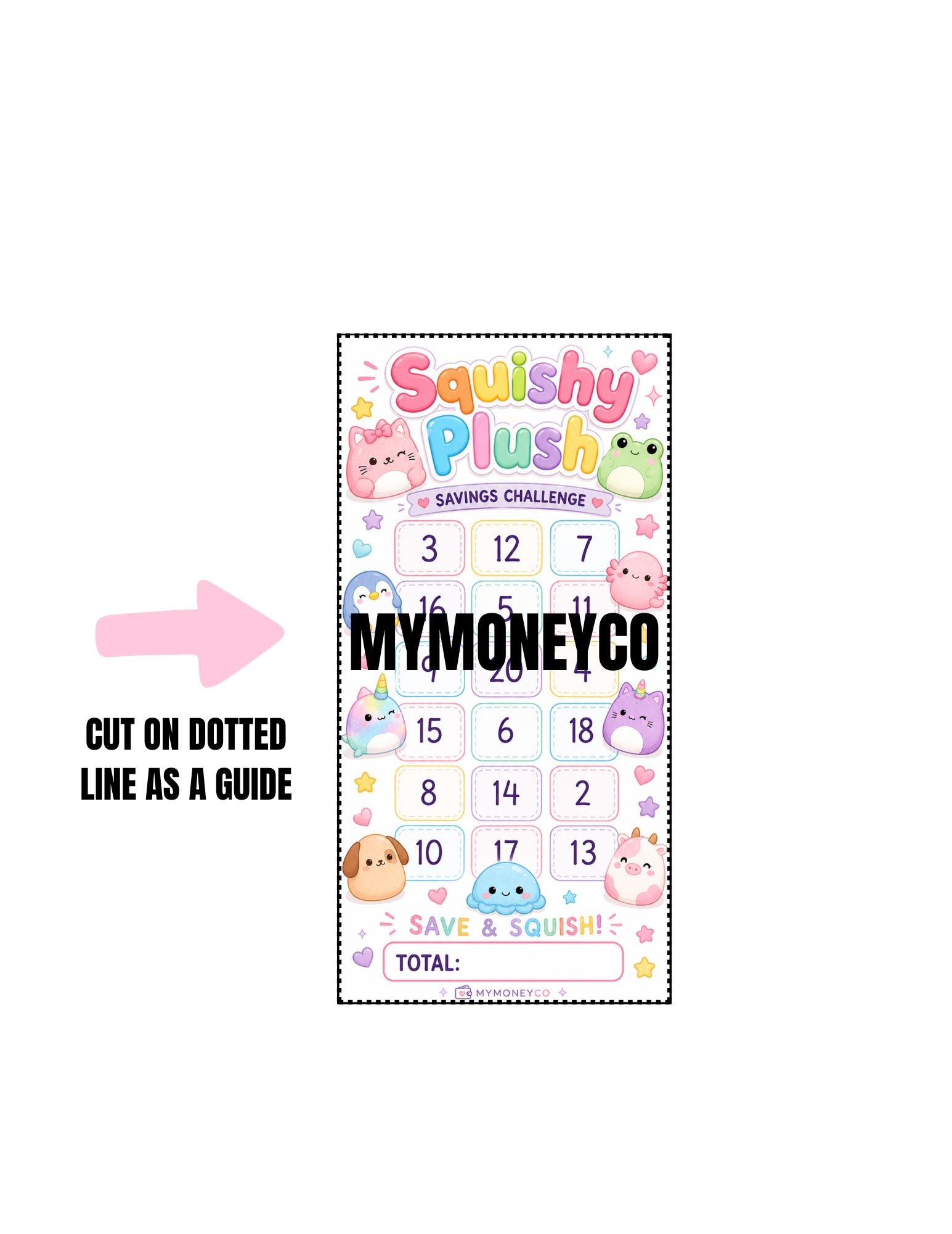 Squishy Savings Challenge PDF Digital Download A6 Format