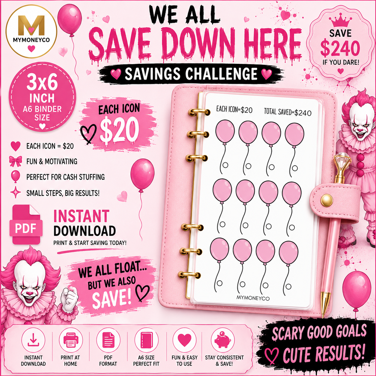 We All Save Down Here Savings Challenge PDF Digital Download A6 Format