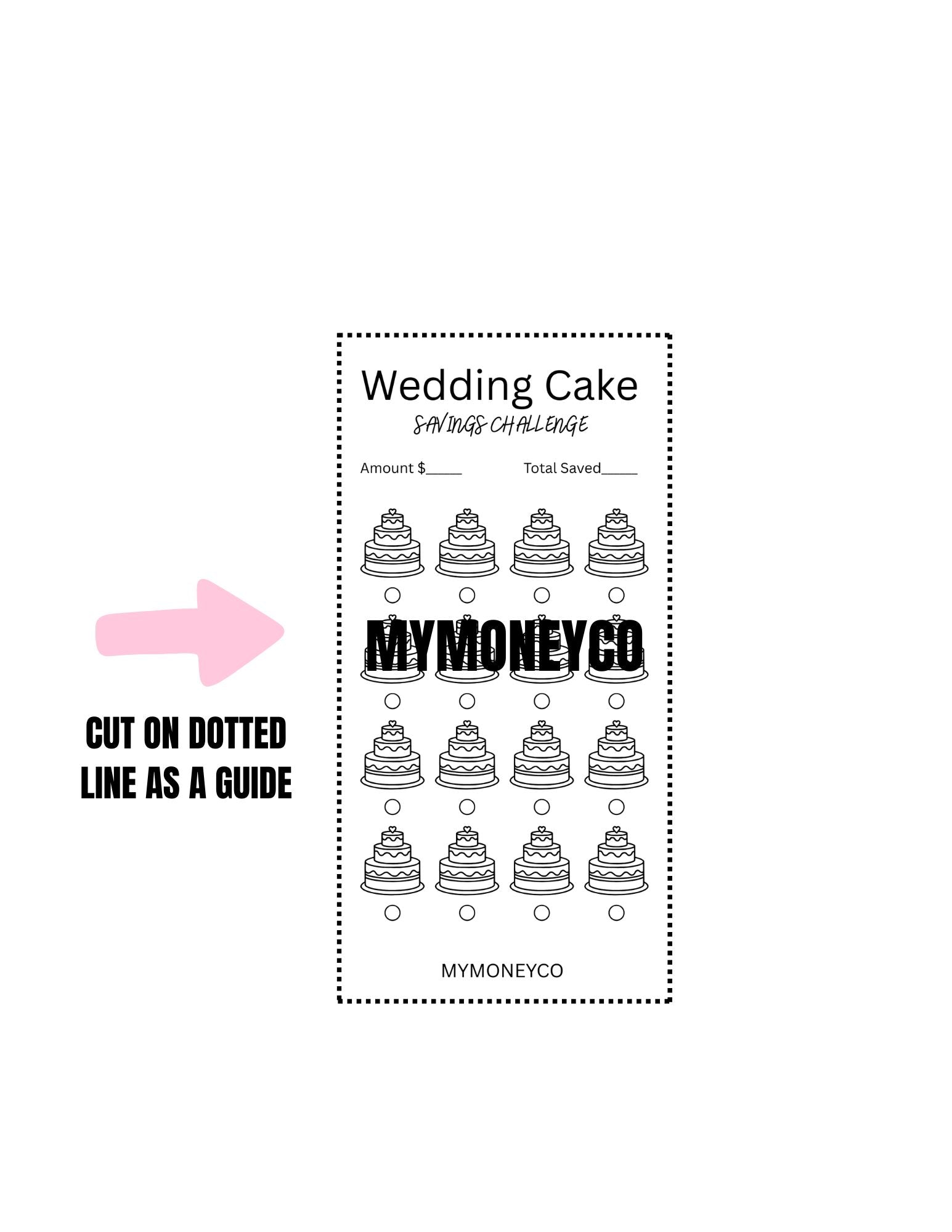 Wedding Cake Savings Challenge PDF Digital Download A6 Format